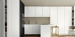 Ъглова кухня по поръчка Fancy Black White Unicolors